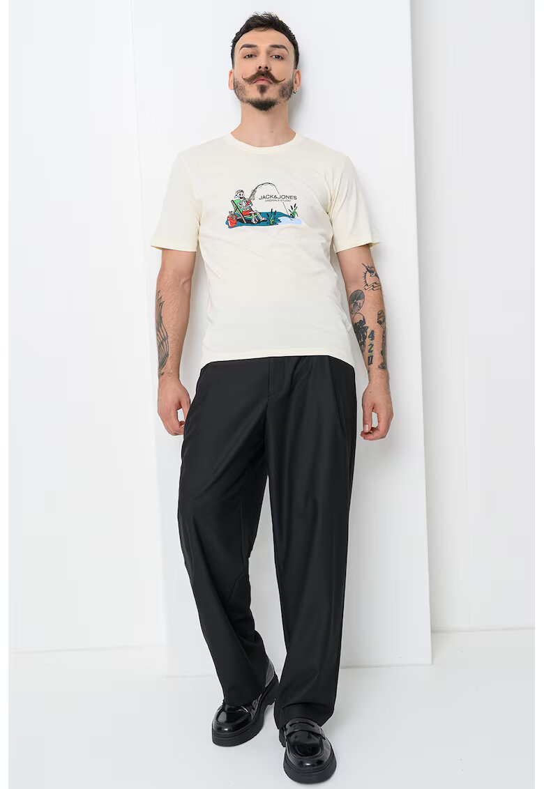 Jack  Jones Tricou de bumbac cu imprimeu - Verde/Crem