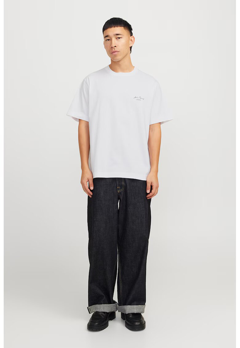 Jack & Jones Tricou de bumbac cu model grafic pe partea din spate - Alb/Albastru deschis