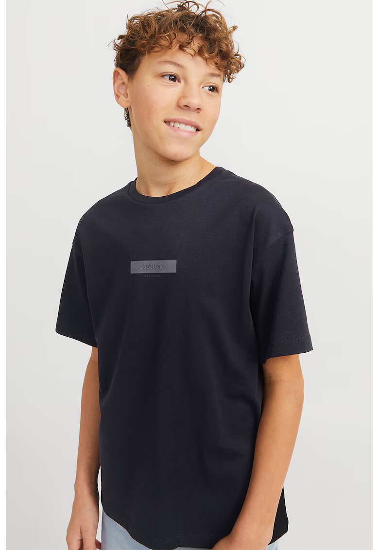 Jack  Jones Tricou de bumbac cu text - Gri/Negru stins