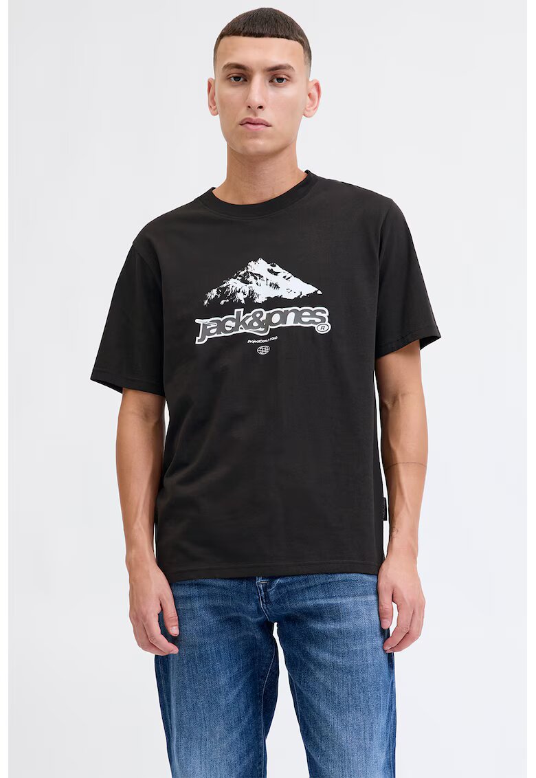 Jack & Jones Tricou de bumbac organic cu logo - Maro taupe/Gri antracit