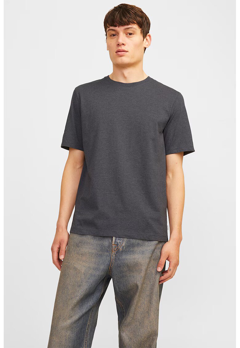 Jack  Jones Tricou din amestec de bumbac cu decolteu la baza gatului - Gri inchis melange