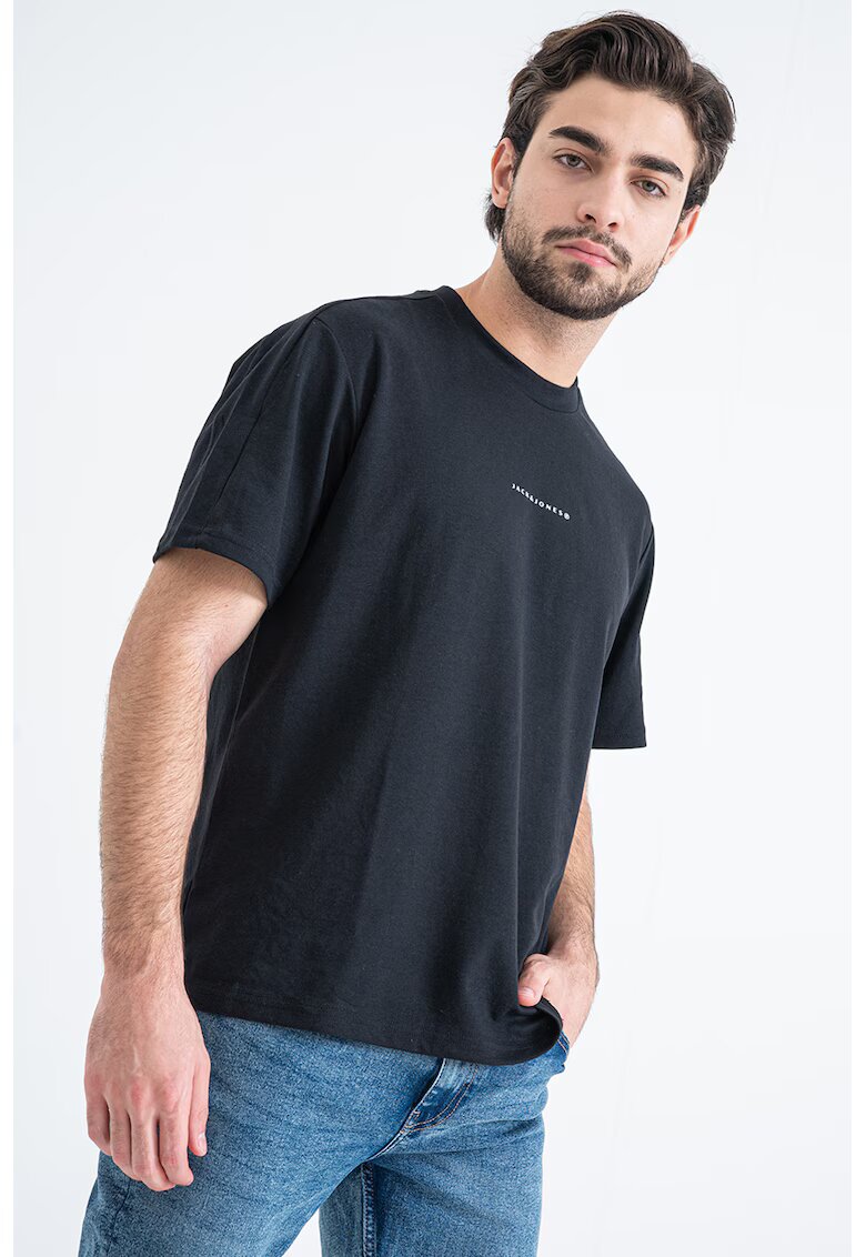 Jack & Jones Tricou din amestec de bumbac cu imprimeu pe partea din spate - Negru/Gri