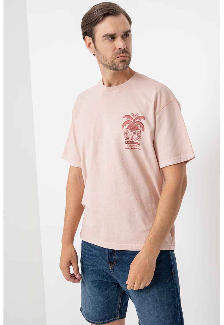 Jack  Jones Tricou din bumbac cu imprimeu discret - Bej deschis