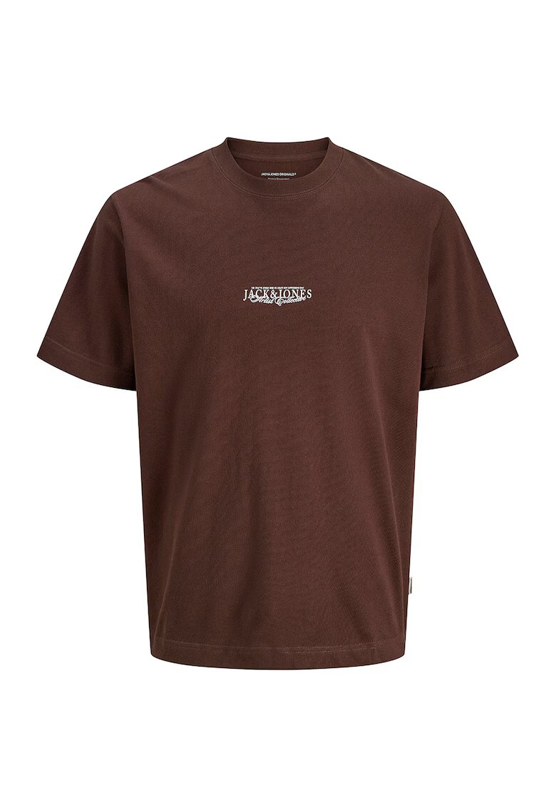 Jack & Jones Tricou din bumbac cu imprimeu etnic - Maro inchis/Gri