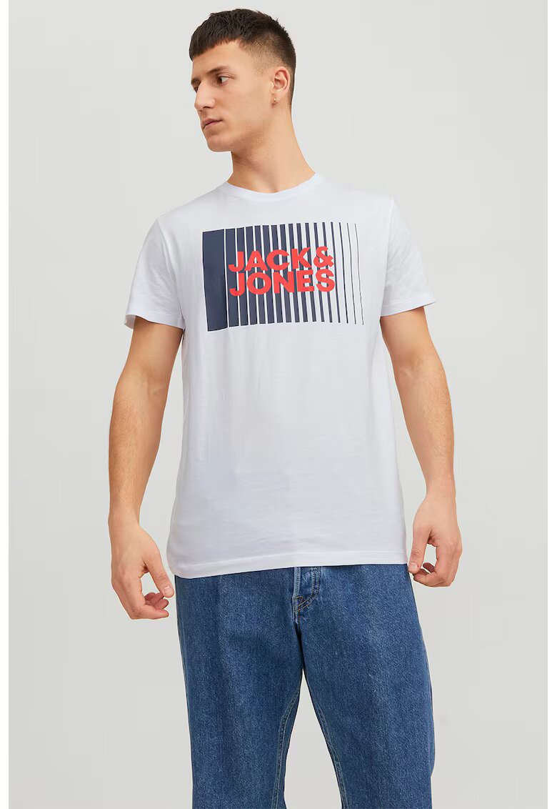 Jack  Jones Tricou din bumbac organic Corp - Rosu/Alb/Bleumarin