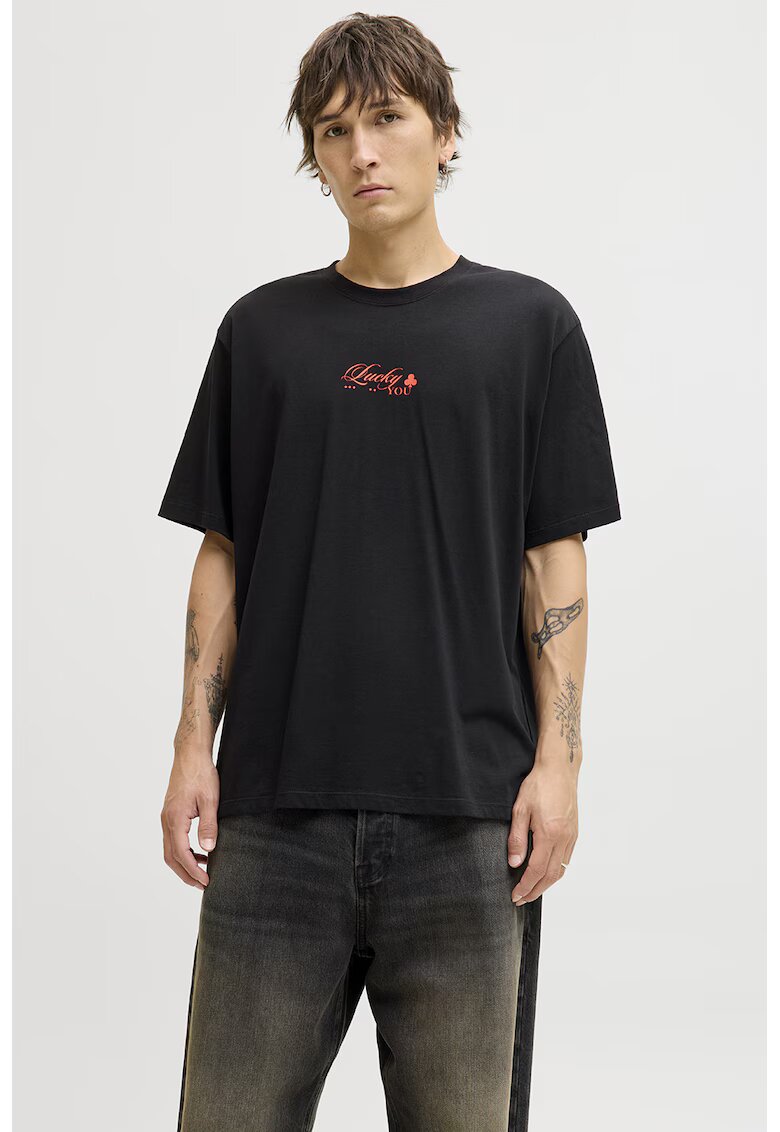 Jack & Jones Tricou din bumbac organic cu imprimeu grafic - Rosu/Negru