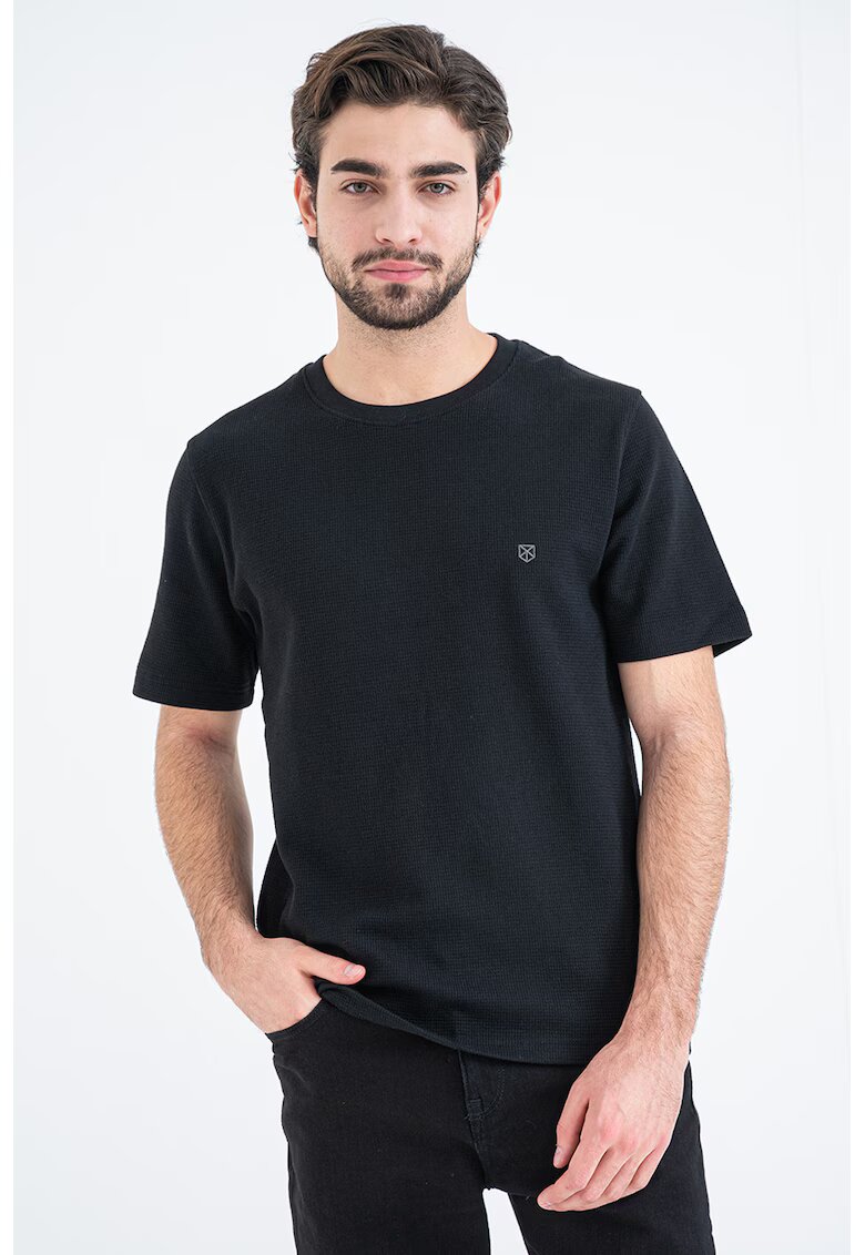 Jack & Jones Tricou din bumbac organic pique - Negru