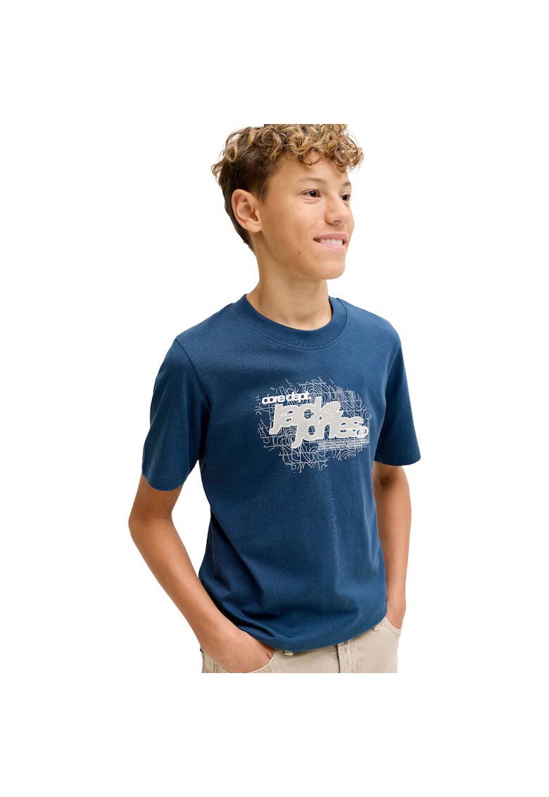 Jack & Jones Tricou JACK &JONES Grid Branding JNR 50589 - Albastru