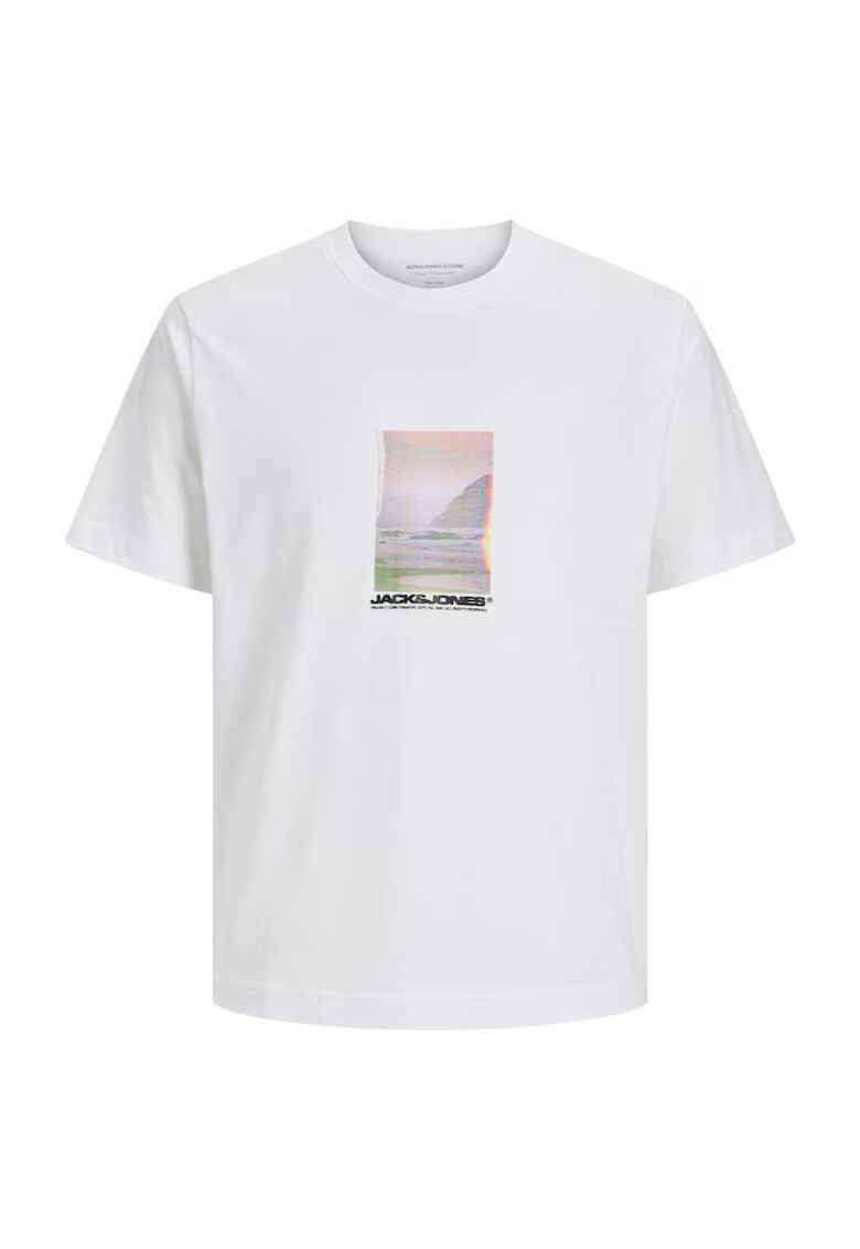Jack  Jones Tricou JACK &JONES Sago Photo Slub 45498 - Alb