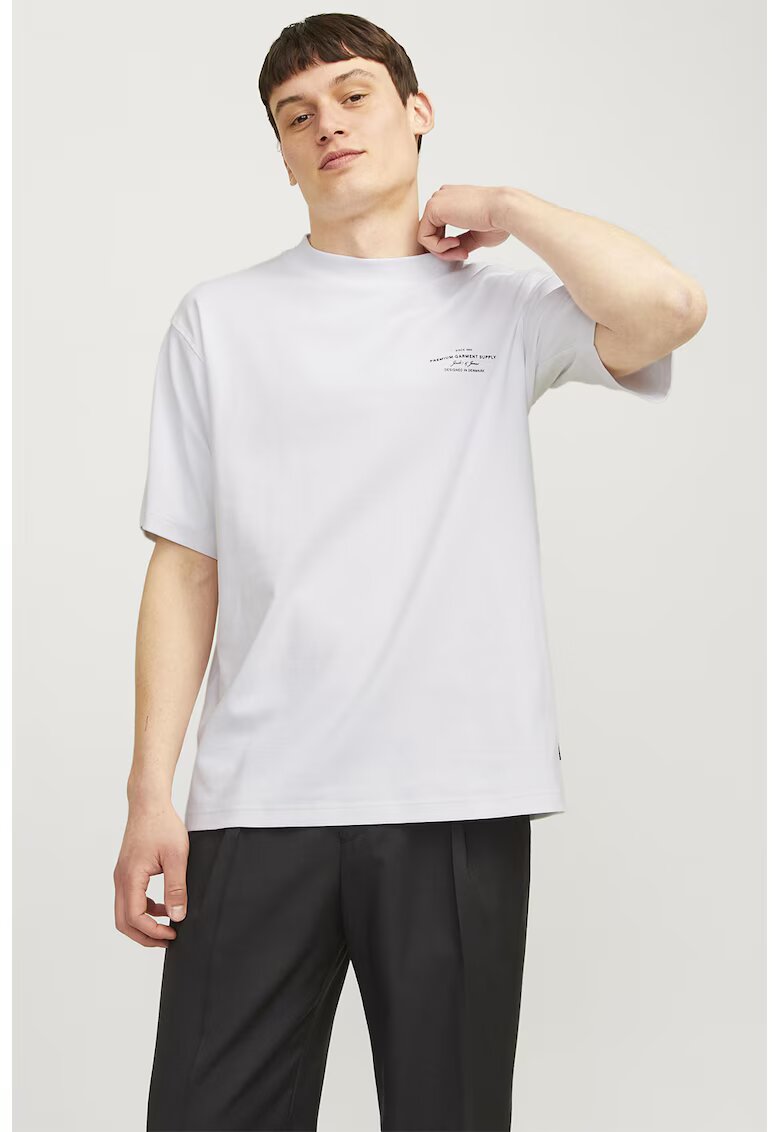 Jack  Jones Tricou lejer cu detaliu text - Negru/Alb optic