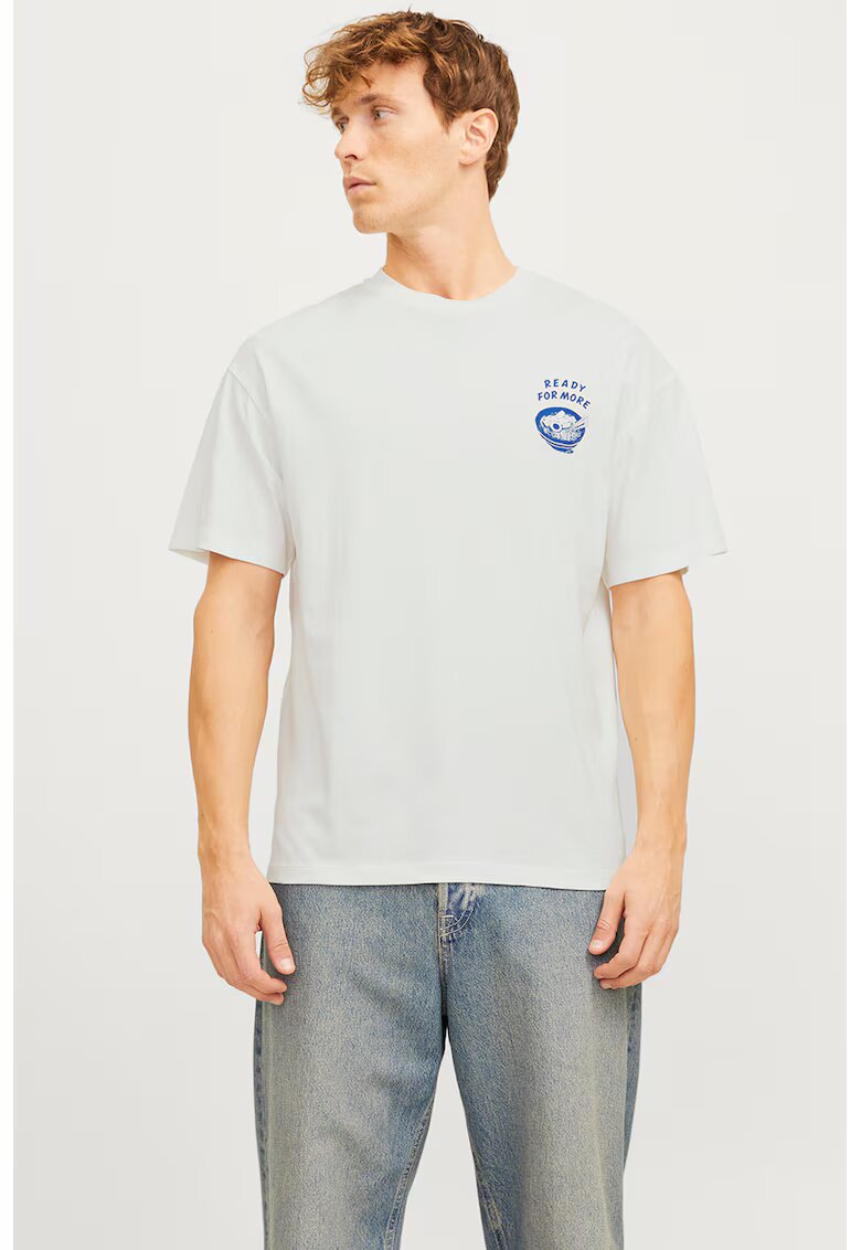 Jack  Jones Tricou lejer cu imprimeu pe partea din spate - Alb murdar/Albastru