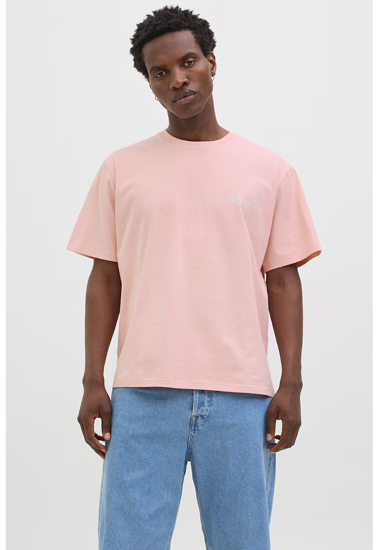 Jack & Jones Tricou lejer de bumbac cu imprimeu foto pe partea din spate - Roz