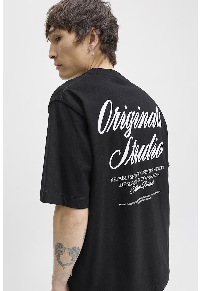 Jack  Jones Tricou lejer de bumbac cu imprimeu logo - Negru