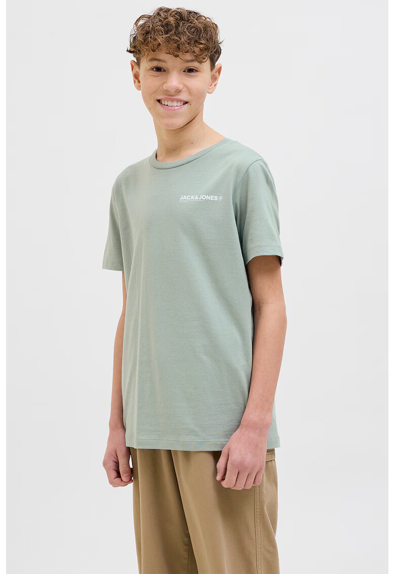 Jack  Jones Tricou lejer de bumbac cu model grafic pe spate - Alb/Verde pal