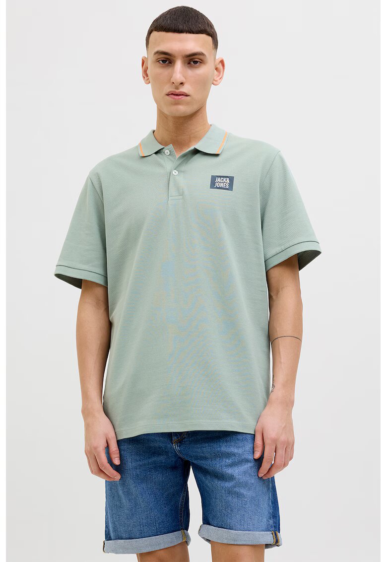 Jack  Jones Tricou polo de bumbac cu logo - Verde pal