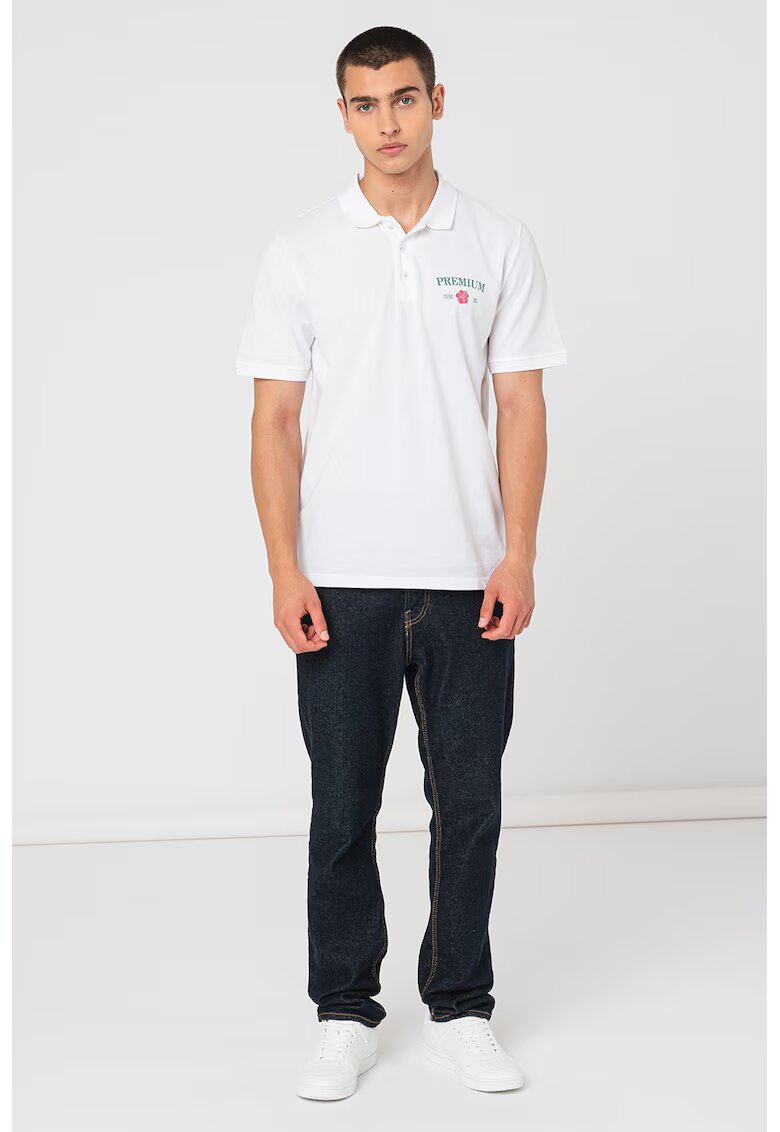 Jack  Jones Tricou polo din material pique Alfie - Alb optic