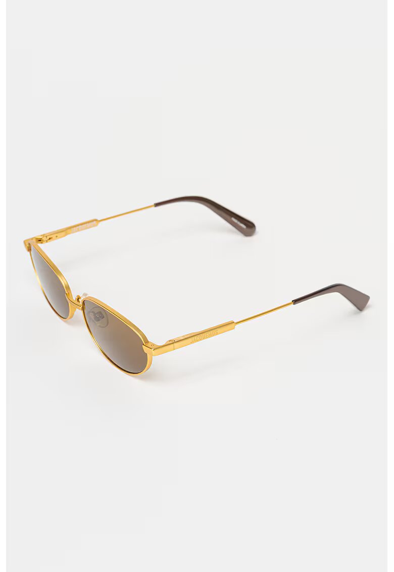 JACQUEMUS Ochelari de soare cu rama metalica Alba - Auriu/Maro inchis