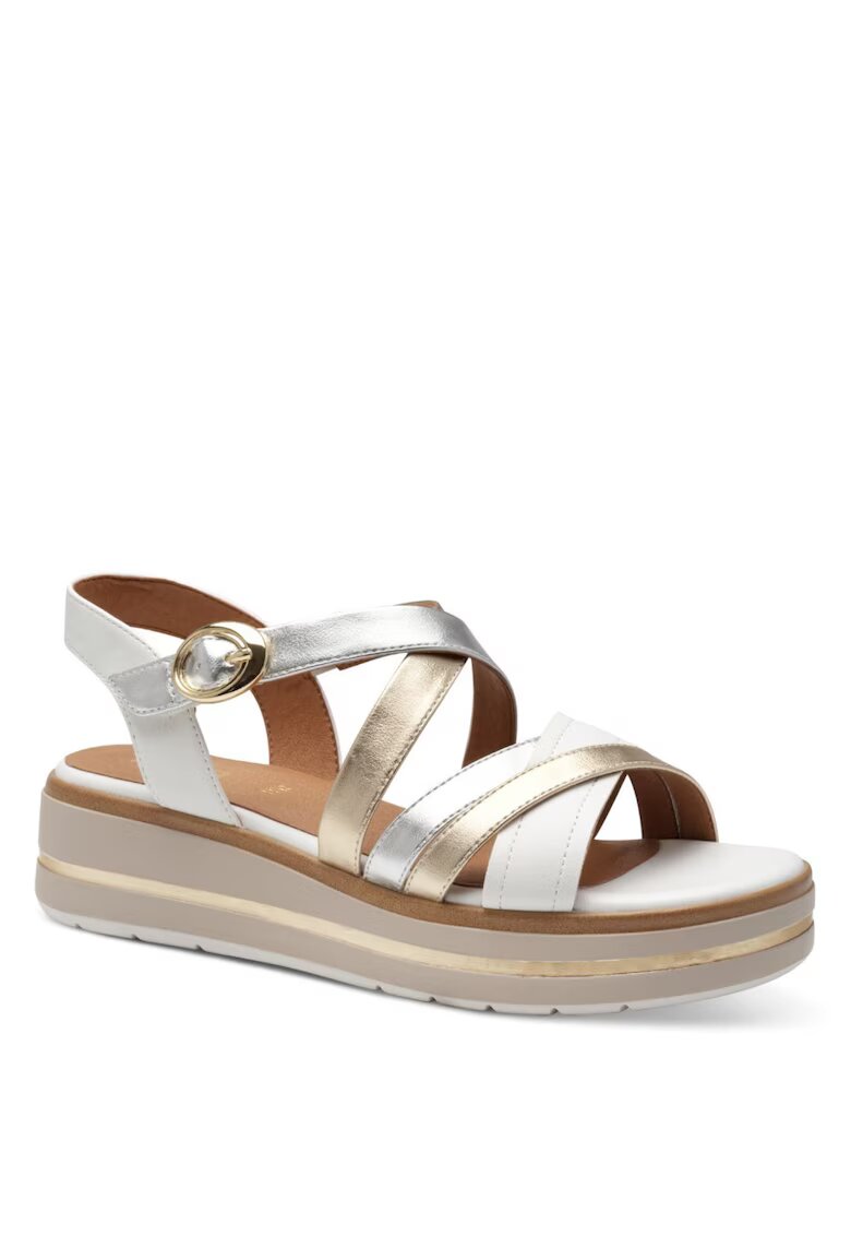 Jana Shoes Jana Sandale de damă Jana cu închidere velcro din aur alb combinație 28267-44-199 07304
