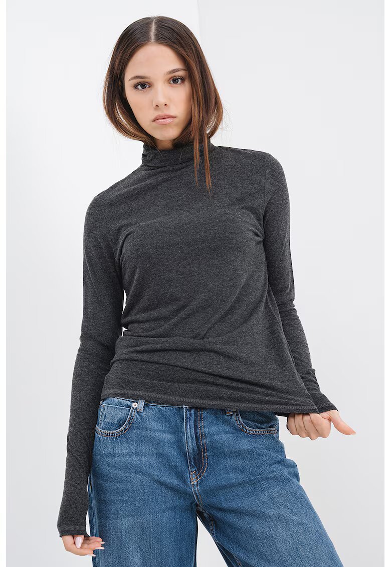 JdY Bluza din amestec de lana cu guler inalt Suma - Gri inchis melange