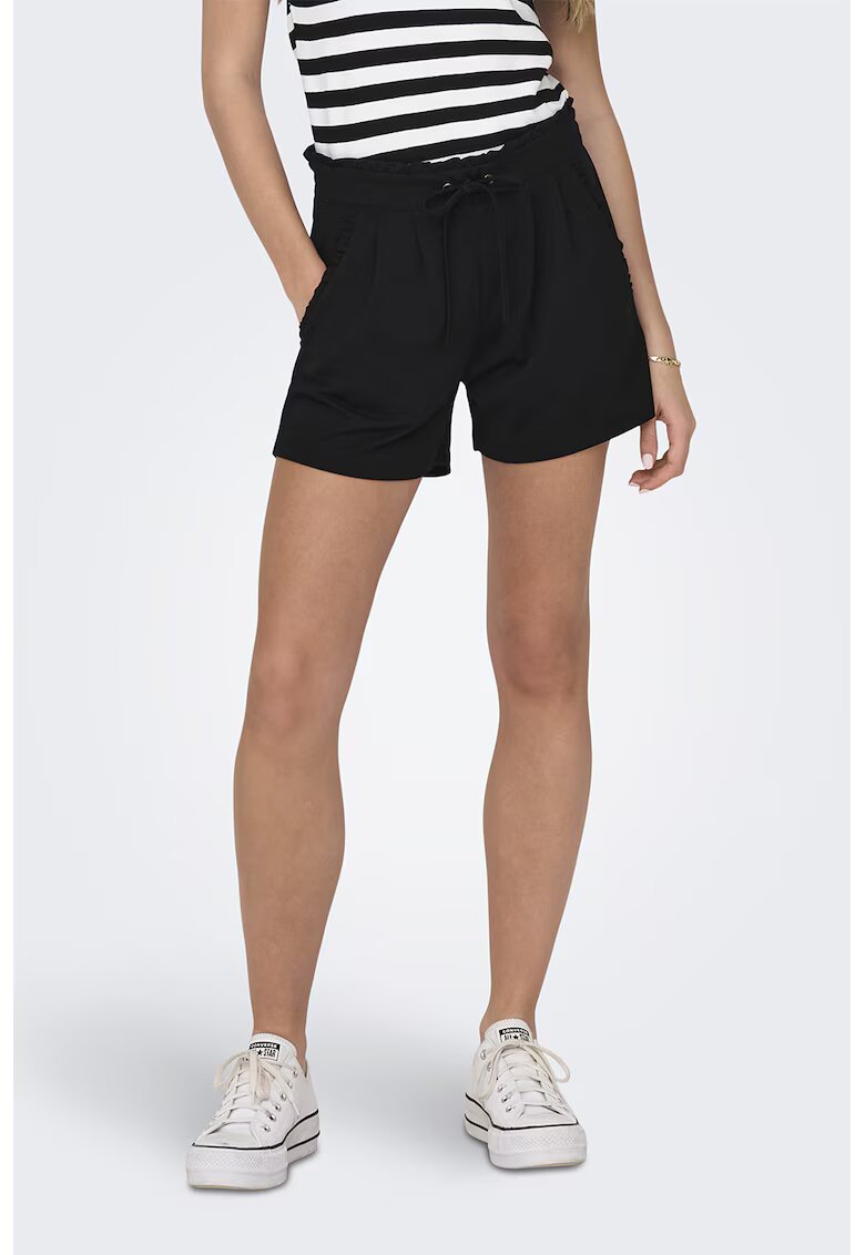 JdY Pantaloni scurti cu snur si buzunare laterale - Negru
