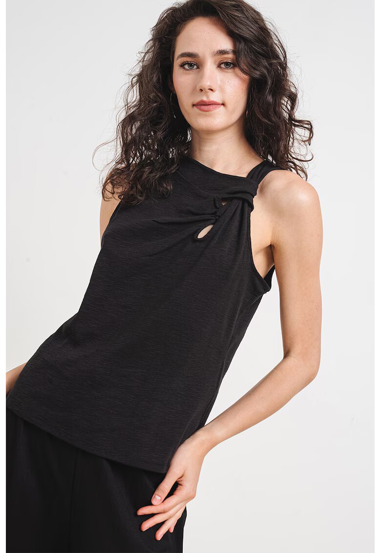 JdY Top din bumbac cu nod Amy - Negru