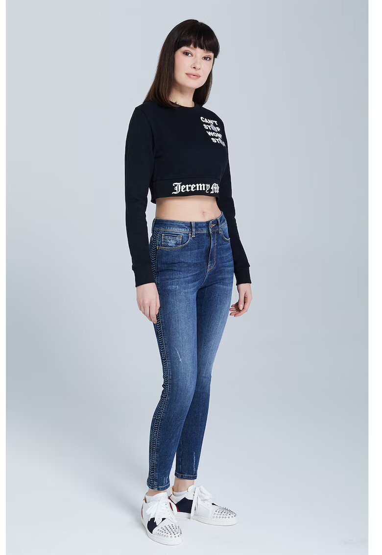 Jeremy Meeks Bluza crop de trening din bumbac organic - Alb/Negru