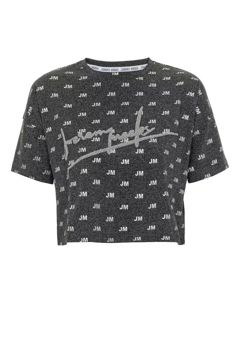 Jeremy Meeks Tricou crop din amestec de bumbac organic - Gri inchis