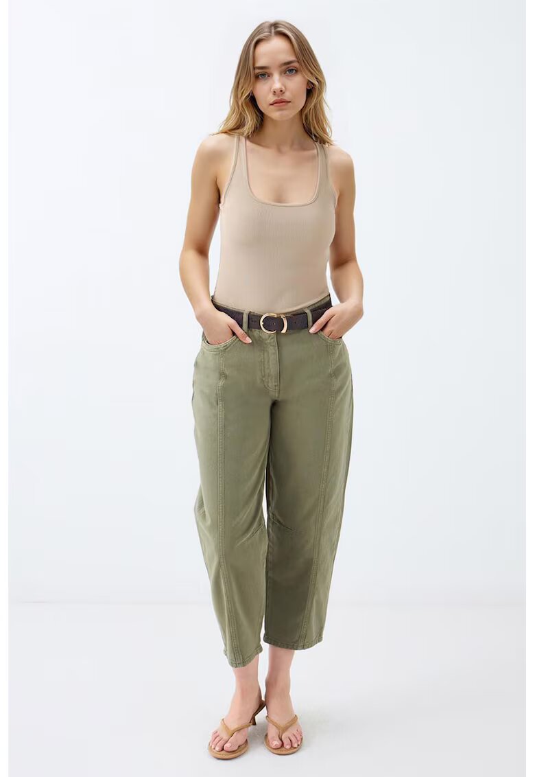 JIMMY KEY Blugi crop cu talie inalta - Verde masliniu