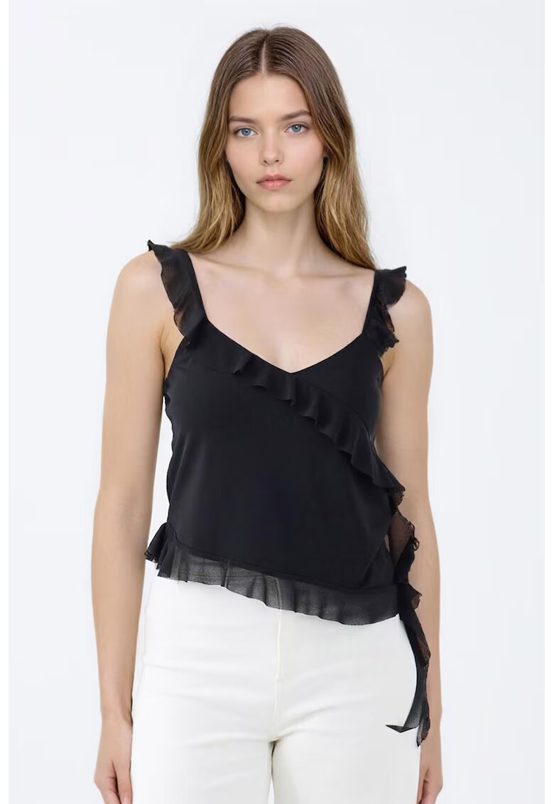 JIMMY KEY Bluza asimetrica cu decolteu in V - Negru