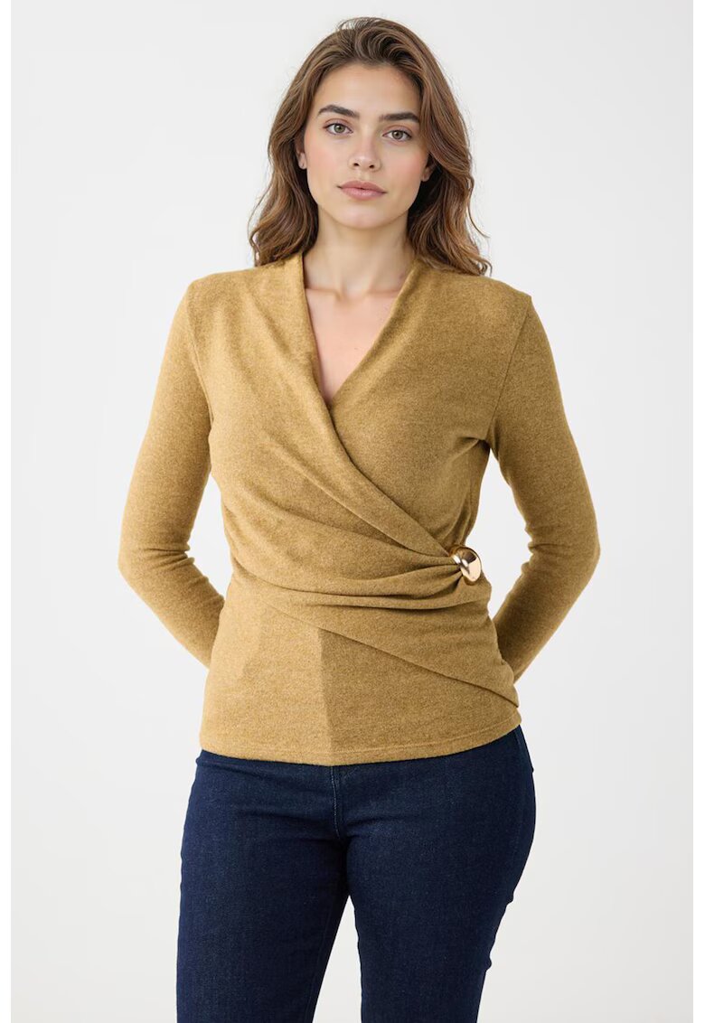 JIMMY KEY Bluza cu decolteu cache-coeur - Galben mustar