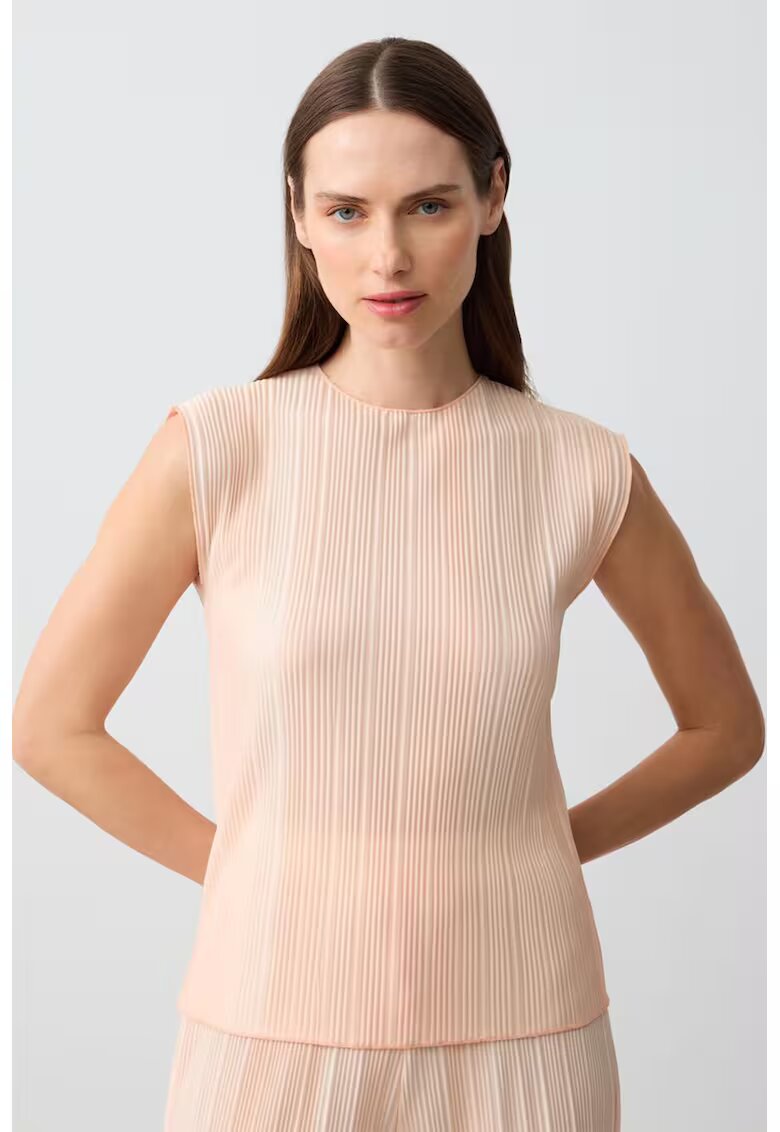JIMMY KEY Bluza cu decolteu la baza gatului - fara maneci - cu aspect texturat - Piersica