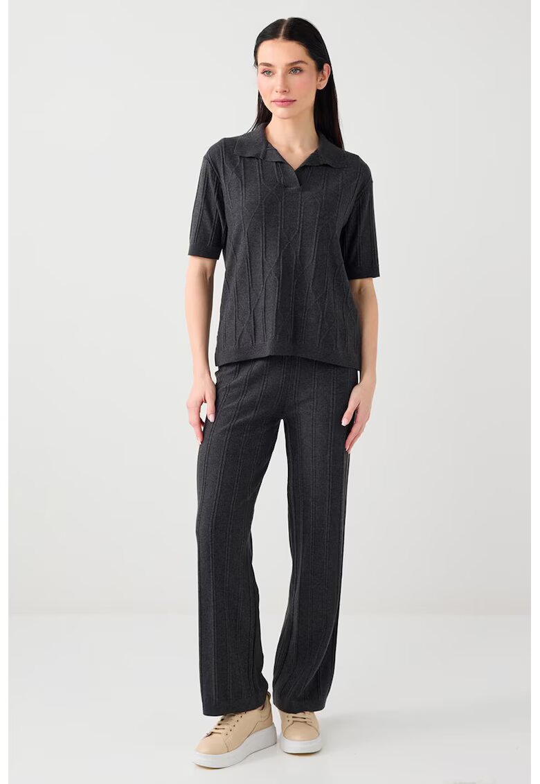 JIMMY KEY Bluza cu guler ascutit - Gri antracit