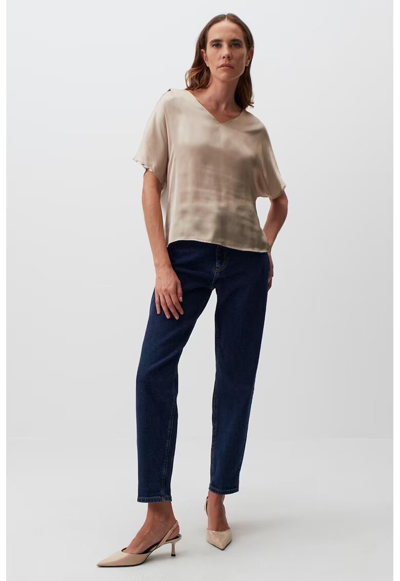 JIMMY KEY Bluza de satin cu decolteu in V - Crem