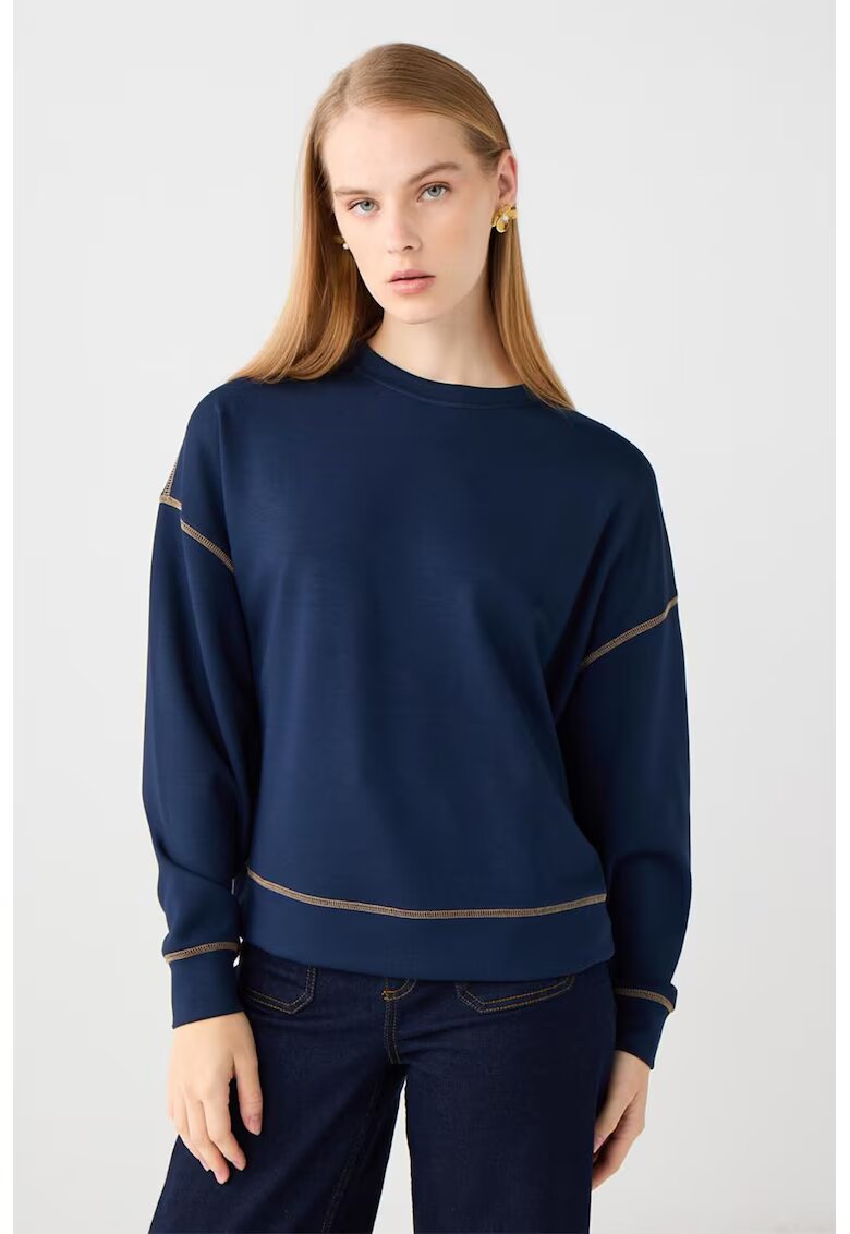 JIMMY KEY Bluza de trening din amestec de modal cu maneci cazute - Bleumarin