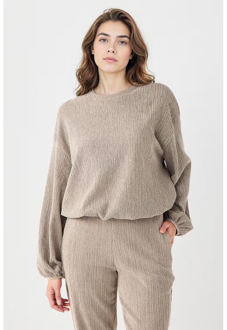JIMMY KEY Bluza de trening texturata cu maneci cazute - Bej melange