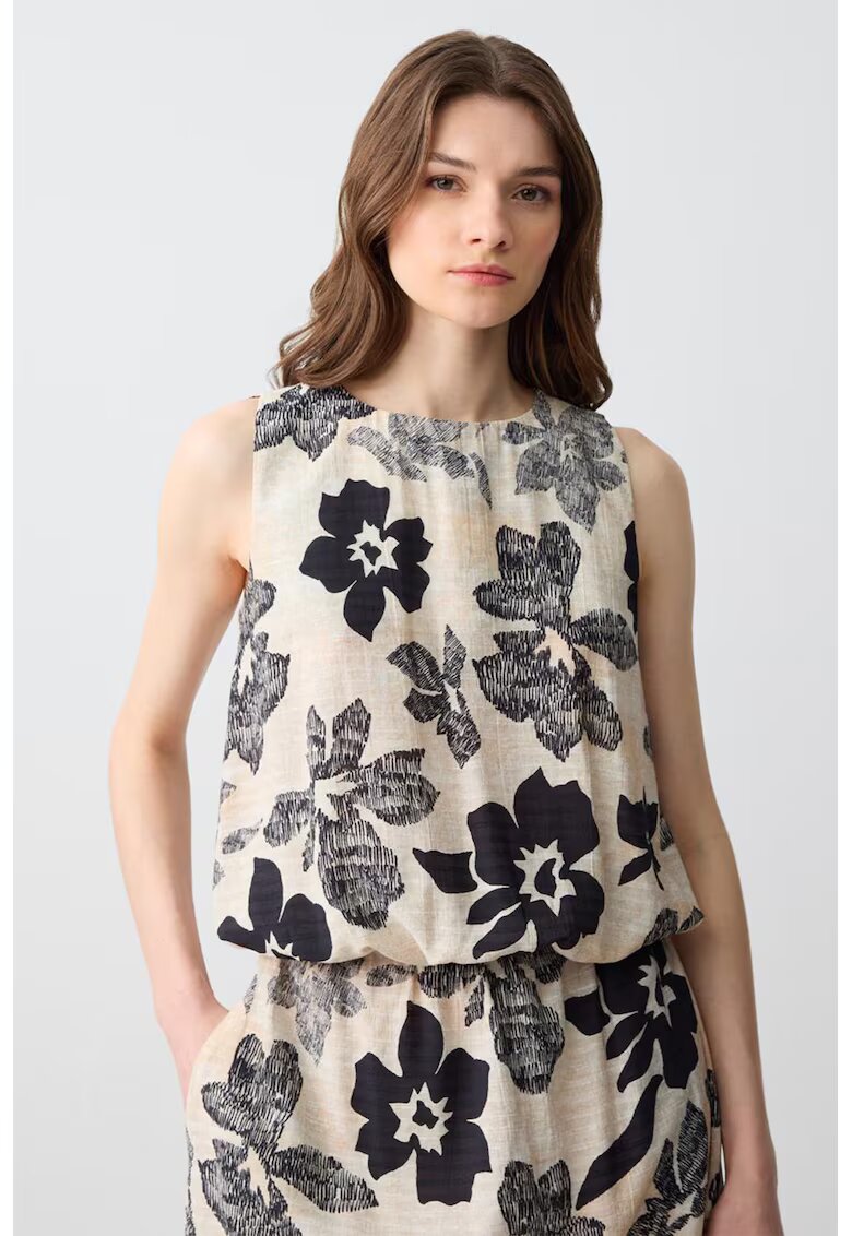 JIMMY KEY Bluza din amestec de bumbac fara maneci cu model floral - Negru/Bej deschis