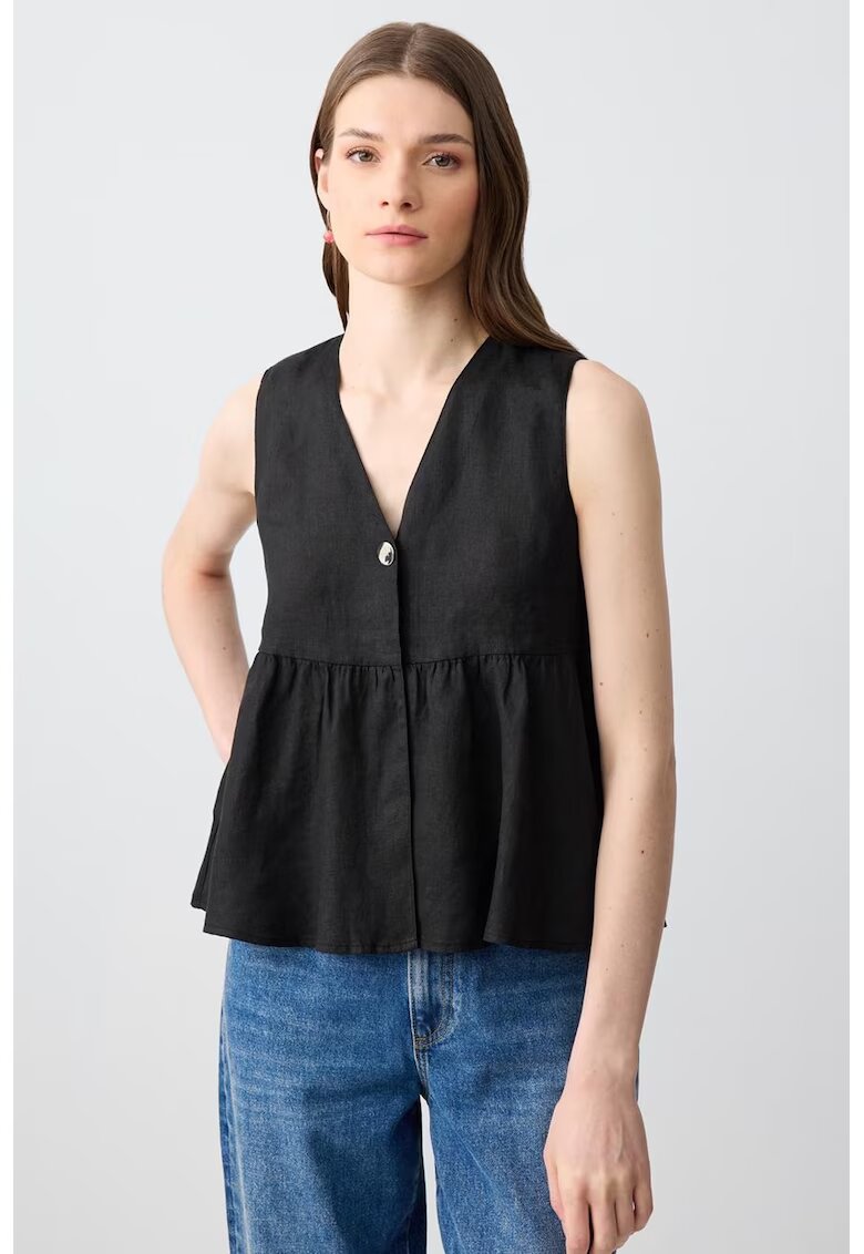 JIMMY KEY Bluza fara maneci cu decolteu in V - Negru