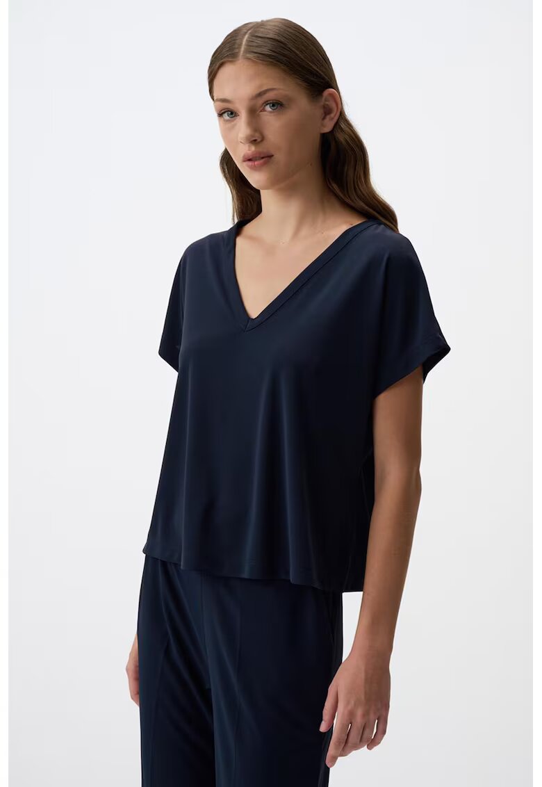 JIMMY KEY Bluza lejera cu decolteu n V - Bleumarin