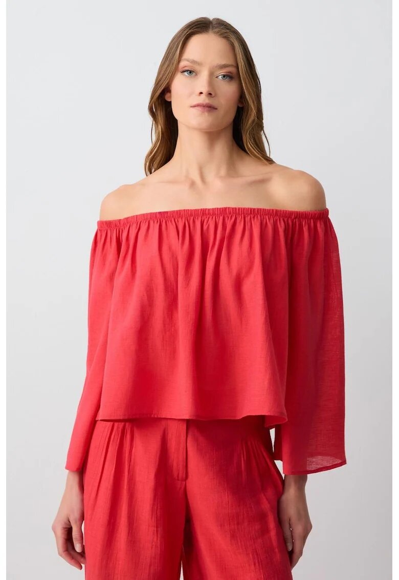 JIMMY KEY Bluza lejera cu decolteu pe umeri - Rosu vermillion