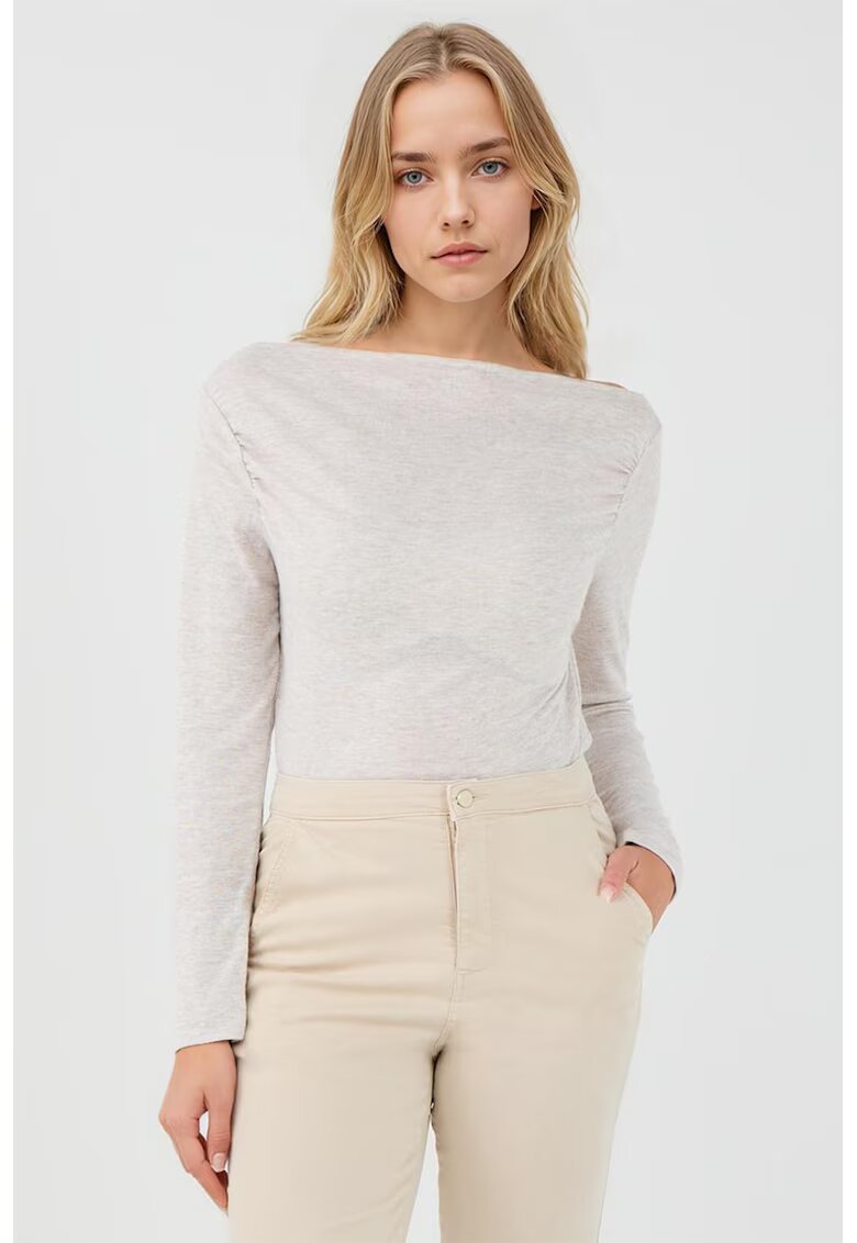 JIMMY KEY Bluza slim-fit cu decolteu barcuta - Bej deschis