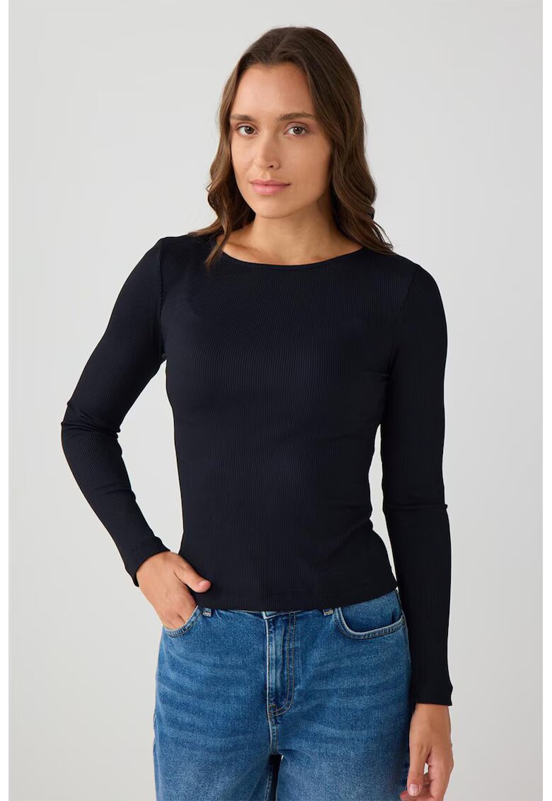 JIMMY KEY Bluza slim-fit cu decolteu rotund - Negru