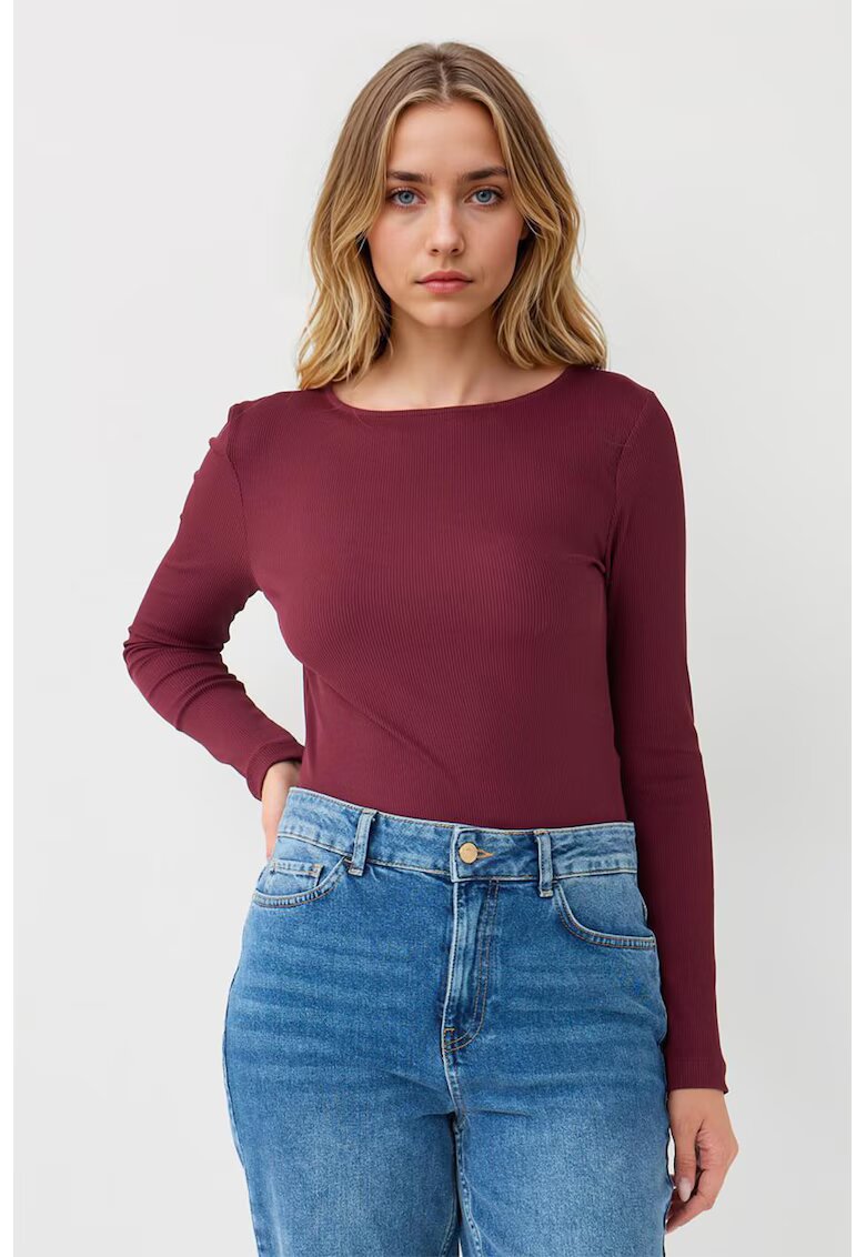 JIMMY KEY Bluza slim-fit cu decolteu rotund - Visiniu