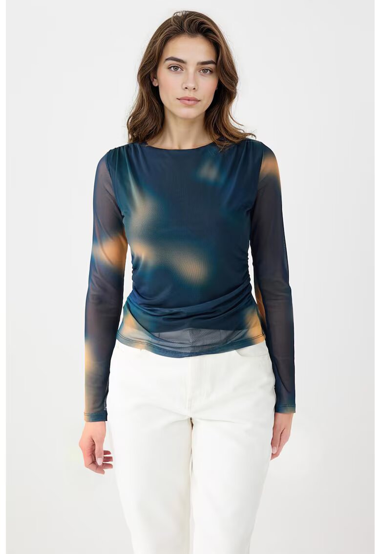 JIMMY KEY Bluza slim fit cu tul - Roz somon/Verde persan