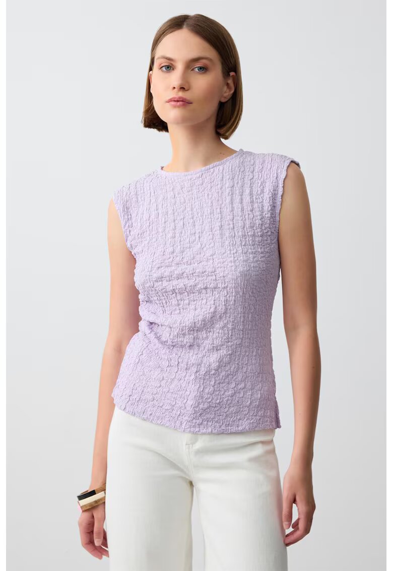 JIMMY KEY Bluza texturata cu decolteu la baza gatului - Lila
