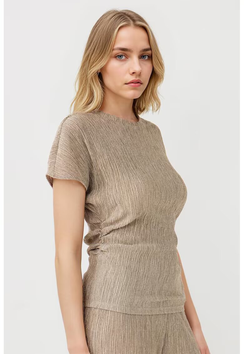 JIMMY KEY Bluza texturata cu maneci scurte - Bej