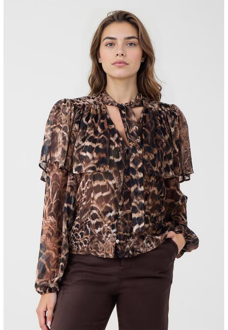 JIMMY KEY Camasa cu animal print - Maro inchis/Maro deschis