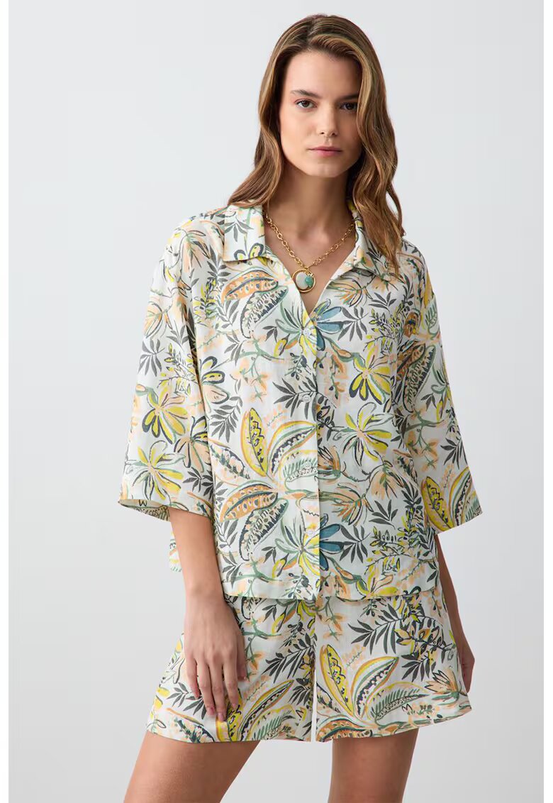 JIMMY KEY Camasa cu maneci scurte si imprimeu floral - Multicolor