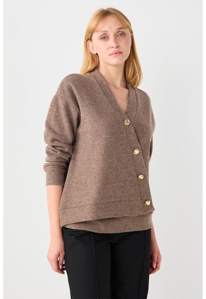JIMMY KEY Cardigan cu inchidere asimetrica - Maro taupe