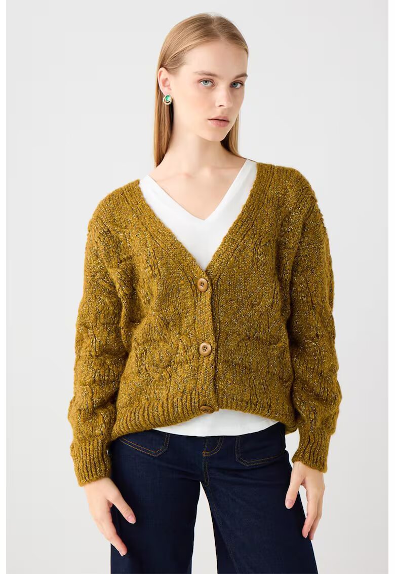 JIMMY KEY Cardigan din amestec de lana cu decolteu in V - Verde masliniu