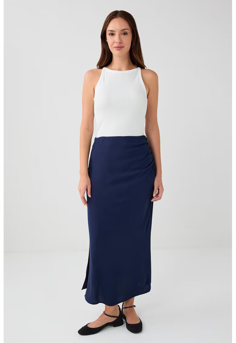 JIMMY KEY Fusta maxi dreapta cu slit lateral - Bleumarin